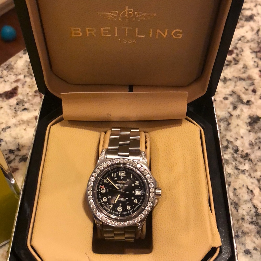 Authentic Brietling Colt Watch w/ REAL Diamonds